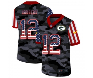 Men New Nike Green Bay Packers #12 Rodgers 2020 Nike USA Camo Salute to Service Limited Jersey