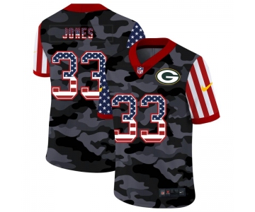 Men New Nike Green Bay Packers #33 Jones 2020 Nike Camo USA Salute to Service Limited Jersey