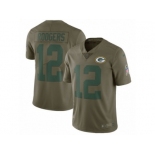 Men Nike Green Bay Packers #12 Aaron Rodgers Limited Olive 2017 Salute to Service NFL Jersey