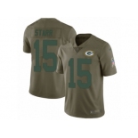 Men Nike Green Bay Packers #15 Bart Starr Limited Olive 2017 Salute to Service NFL Jersey