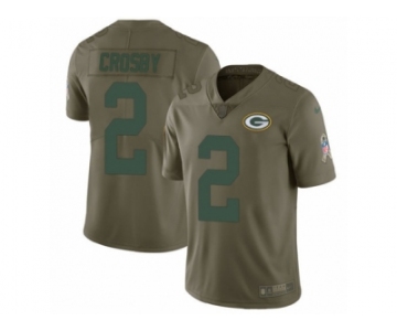 Men Nike Green Bay Packers #2 Mason Crosby Limited Olive 2017 Salute to Service NFL Jersey