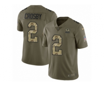 Men Nike Green Bay Packers #2 Mason Crosby Limited Olive Camo 2017 Salute to Service NFL Jerse