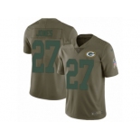 Men Nike Green Bay Packers #27 Josh Jones Limited Olive 2017 Salute to Service NFL Jersey