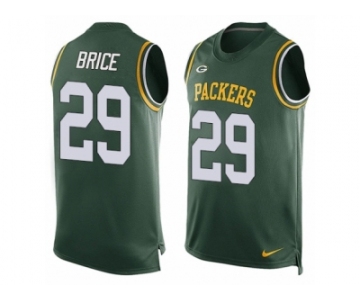 Men Nike Green Bay Packers #29 Kentrell Brice Limited Green Player Name & Number Tank Top NFL Jersey