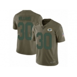 Men Nike Green Bay Packers #30 Jamaal Williams Limited Olive 2017 Salute to Service NFL Jersey