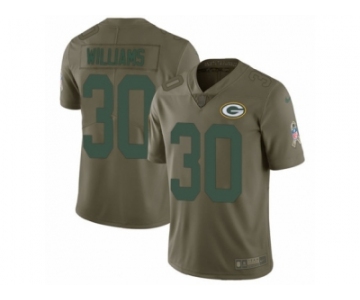 Men Nike Green Bay Packers #30 Jamaal Williams Limited Olive 2017 Salute to Service NFL Jersey