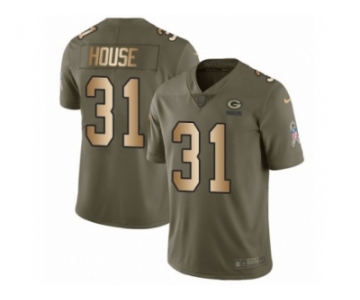 Men Nike Green Bay Packers #31 Davon House Limited Olive Gold 2017 Salute to Service NFL Jersey