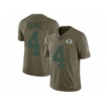 Men Nike Green Bay Packers #4 Brett Favre Limited Olive 2017 Salute to Service NFL Jersey