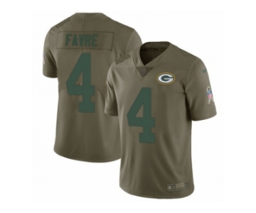 Men Nike Green Bay Packers #4 Brett Favre Limited Olive 2017 Salute to Service NFL Jersey