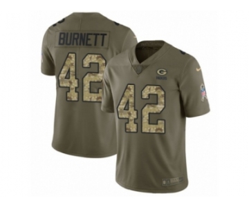 Men Nike Green Bay Packers #42 Morgan Burnett Limited Olive Camo 2017 Salute to Service NFL Jersey