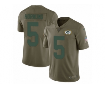 Men Nike Green Bay Packers #5 Paul Hornung Limited Olive 2017 Salute to Service NFL Jersey