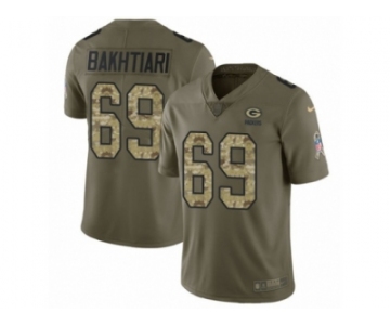 Men Nike Green Bay Packers #69 David Bakhtiari Limited Olive Camo 2017 Salute to Service NFL Jersey