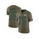 Men Nike Green Bay Packers #75 Bryan Bulaga Limited Olive 2017 Salute to Service NFL Jerse