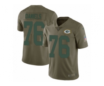 Men Nike Green Bay Packers #76 Mike Daniels Limited Olive 2017 Salute to Service NFL Jersey