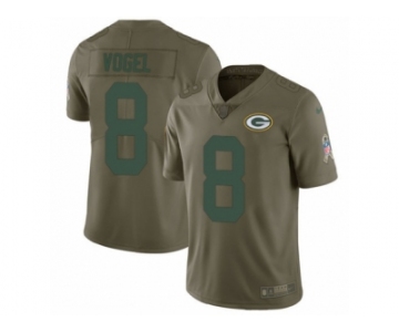 Men Nike Green Bay Packers #8 Justin Vogel Limited Olive 2017 Salute to Service NFL Jersey