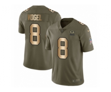 Men Nike Green Bay Packers #8 Justin Vogel Limited Olive Gold 2017 Salute to Service NFL Jersey