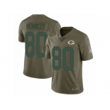 Men Nike Green Bay Packers #80 Martellus Bennett Limited Olive 2017 Salute to Service NFL Jersey