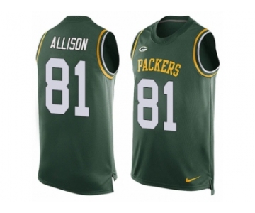 Men Nike Green Bay Packers #81 Geronimo Allison Limited Green Player Name & Number Tank Top NFL Jersey