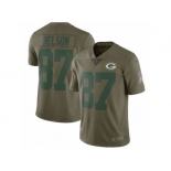 Men Nike Green Bay Packers #87 Jordy Nelson Limited Olive 2017 Salute to Service NFL Jersey