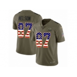 Men Nike Green Bay Packers #87 Jordy Nelson Limited Olive USA Flag 2017 Salute to Service NFL Jersey