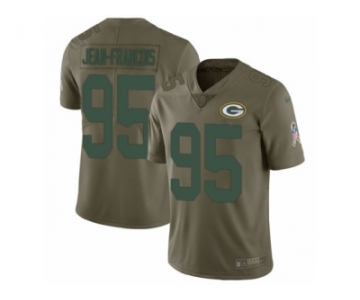 Men Nike Green Bay Packers #95 Ricky Jean-Francois Limited Olive 2017 Salute to Service NFL Jersey