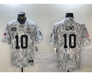 Men's Green Bay Packers #10 Jordan Love 2024 Arctic Camo Salute To Service Limited Stitched Football Jersey