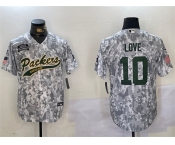 Men's Green Bay Packers #10 Jordan Love 2024 Arctic Camo Salute To Service Stitched Baseball Jersey