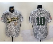 Men's Green Bay Packers #10 Jordan Love 2024 Arctic Camo Salute To Service Stitched Baseball Jerseys