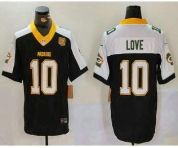 Men's Green Bay Packers #10 Jordan Love Black 2024 FUSE 13 Time World Champions Vapor Limited Stitched Jersey