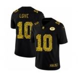 Men's Green Bay Packers #10 Jordan Love Black Leopard Print Fashion Vapor Limited Football Jersey