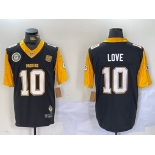 Men's Green Bay Packers #10 Jordan Love Black White Gold 2024 F.U.S.E. Home Patch Vapor Untouchable Limited Stitched Jersey