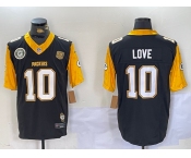 Men's Green Bay Packers #10 Jordan Love Black White Gold 2024 F.U.S.E. Home Patch Vapor Untouchable Limited Stitched Jersey