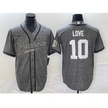 Men's Green Bay Packers #10 Jordan Love Gray Cool Base Stitched Baseball Jersey