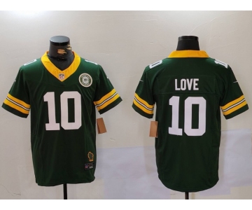 Men's Green Bay Packers #10 Jordan Love Green 2023 F.U.S.E. With Patch Limited Stitched Football Jersey