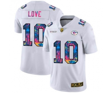 Men's Green Bay Packers #10 Jordan Love White Multi-Color 2020 Football Crucial Catch Limited Football Jersey