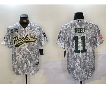 Men's Green Bay Packers #11 Jayden Reed 2024 Arctic Camo Salute To Service Stitched Baseball Jersey