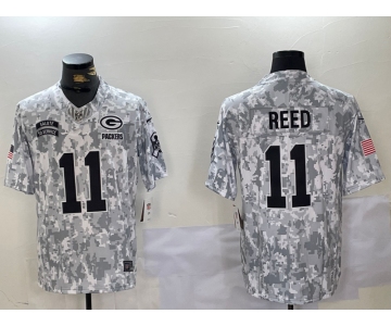 Men's Green Bay Packers #11 Jayden Reed Arctic Camo 2024 FUSE Salute to Service Limited Stitched Jersey