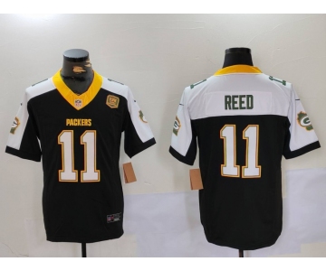 Men's Green Bay Packers #11 Jayden Reed Black White 2024 F.U.S.E. Home Patch 13 Time World Champions Vapor Untouchable Limited Stitched Jersey