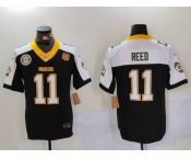 Men's Green Bay Packers #11 Jayden Reed Black White 2024 F.U.S.E. Home Patch 13 Time World Champions Vapor Untouchable Limited Stitched Jerseys