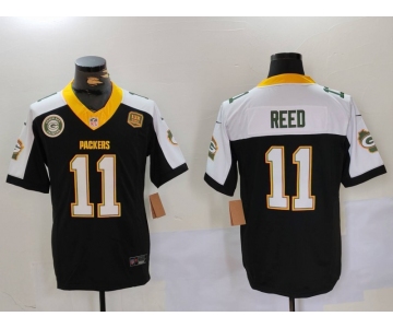 Men's Green Bay Packers #11 Jayden Reed Black White 2024 F.U.S.E. Home Patch 13 Time World Champions Vapor Untouchable Limited Stitched Jerseys