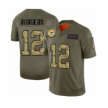 Men's Green Bay Packers #12 Aaron Rodgers 2019 Olive Camo Salute to Service Limited Jersey