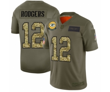 Men's Green Bay Packers #12 Aaron Rodgers 2019 Olive Camo Salute to Service Limited Jersey