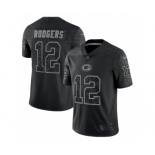 Men's Green Bay Packers #12 Aaron Rodgers Black Reflective Limited Stitched Football Jersey