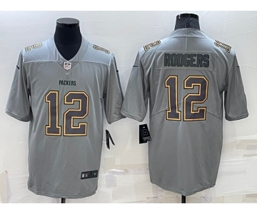 Men's Green Bay Packers #12 Aaron Rodgers Grey Atmosphere Fashion 2022 Vapor Untouchable Stitched Limited Jersey