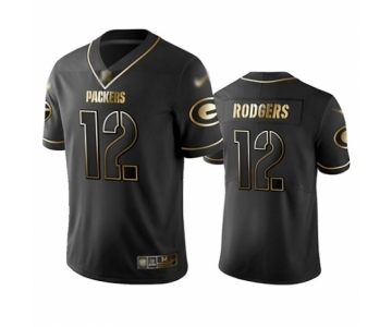 Men's Green Bay Packers #12 Aaron Rodgers Limited Black Golden Edition Limited Football Jersey