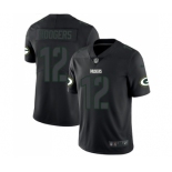 Men's Green Bay Packers #12 Aaron Rodgers Limited Black Rush Impact Football Jersey