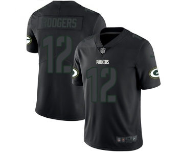 Men's Green Bay Packers #12 Aaron Rodgers Limited Black Rush Impact Football Jersey