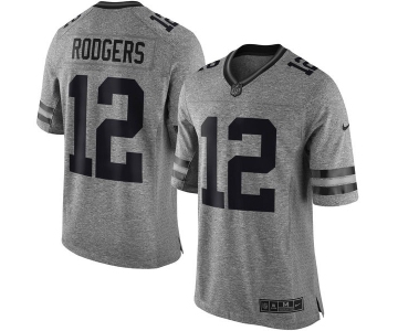 Men's Green Bay Packers #12 Aaron Rodgers Limited Gray Gridiron Football Jersey