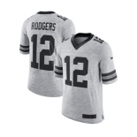 Men's Green Bay Packers #12 Aaron Rodgers Limited Gray Gridiron II Football Jersey