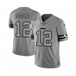 Men's Green Bay Packers #12 Aaron Rodgers Limited Gray Team Logo Gridiron Limited Football Jersey